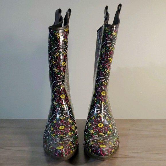 Corky's Boots Women sz7 Nomad Yippy Cowboy Rubber Rain Boots Paisley - Picture 2 of 7